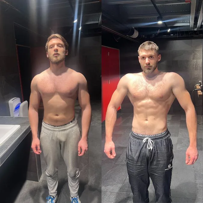Transformation physique client Blaze Training - prise de muscle et seche